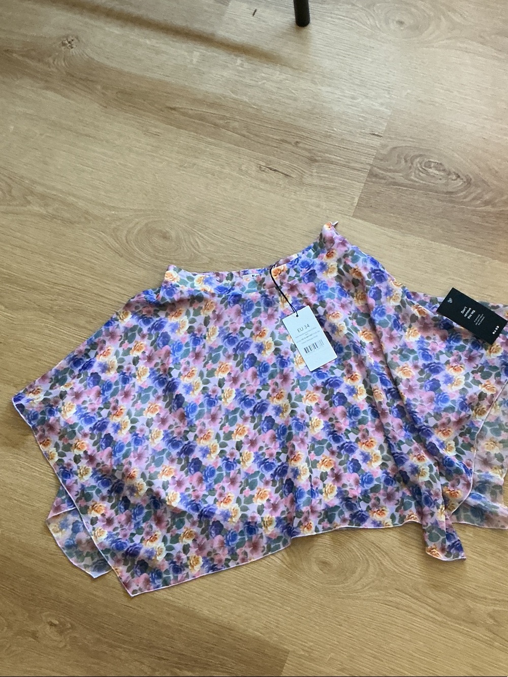 Sheer Floral Layered Blouse in Lavender, Pink & Yellow